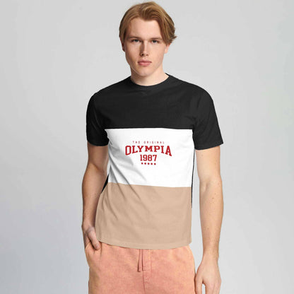 Polo Republica Men's Olympia Printed Contrast Panel Tee Shirt Men's Tee Shirt Polo Republica Black & Skin S 