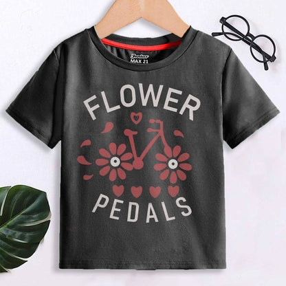 Junior Max 21 Kid's Flower Printed Tee Shirt Girl's Tee Shirt SZK Black 3-6 Months 