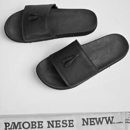 Men's Tusell Style Premium Slides Men's Shoes SNAN Traders Black EUR 39 