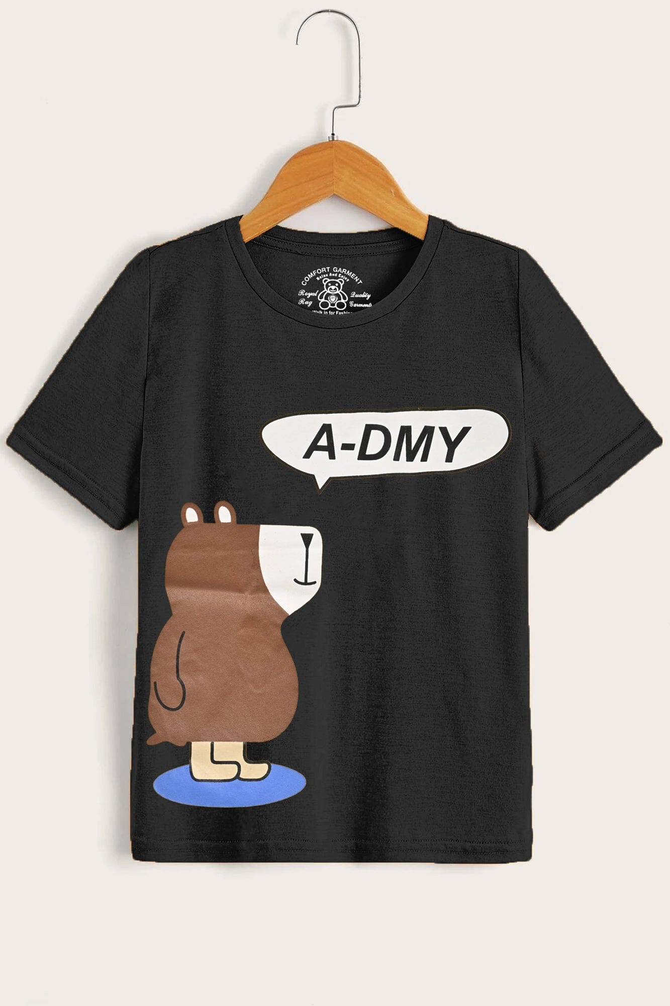 Comfort Kid's A-DMY Printed Short Sleeve Tee Shirt Boy's Tee Shirt Usman Traders Black 2-3 Years 
