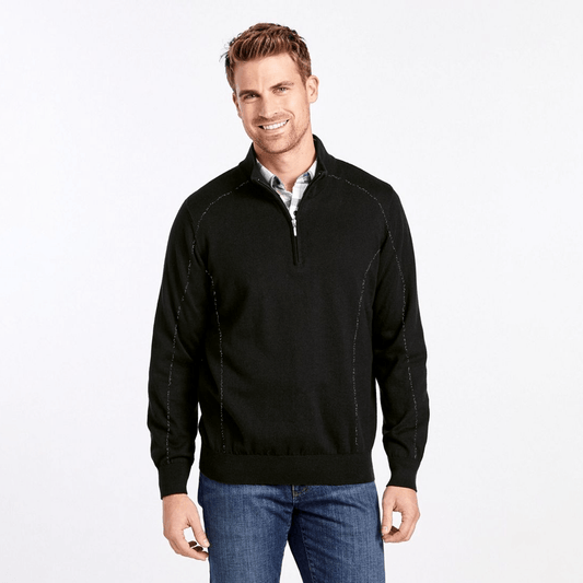EGL Men's 1/4 Zipper Exquisite Fleece Sweatshirt Men's Sweat Shirt Image Black XS 