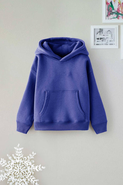 Dream Kid's Solid Design Long Sleeve Pullover Fleece Hoodie Boy's Pullover Hoodie Minhas Garments Blue 2-3 Years 