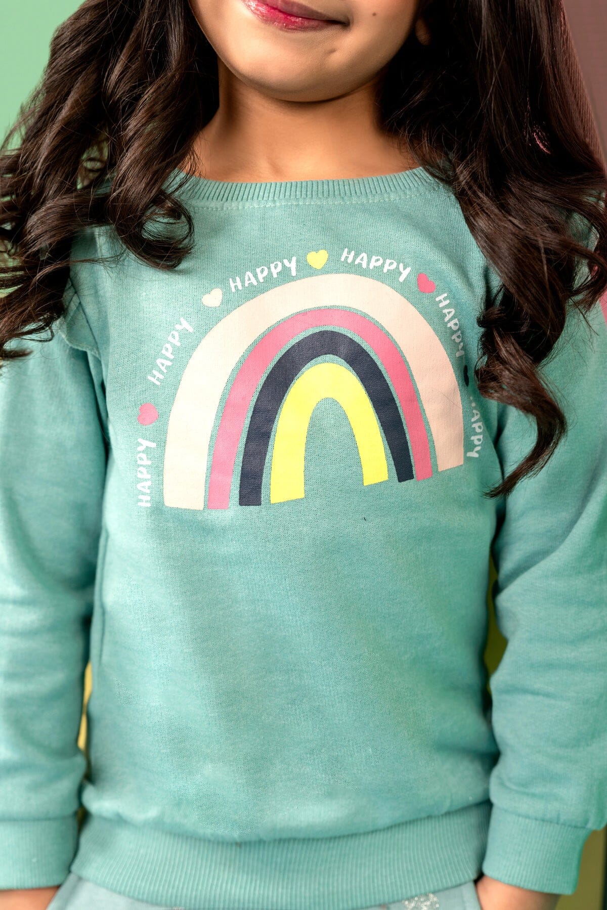 Kiki & Koko Girl's Rainbow Printed Fleece Sweat Shirt