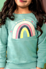 Kiki & Koko Girl's Rainbow Printed Fleece Sweat Shirt