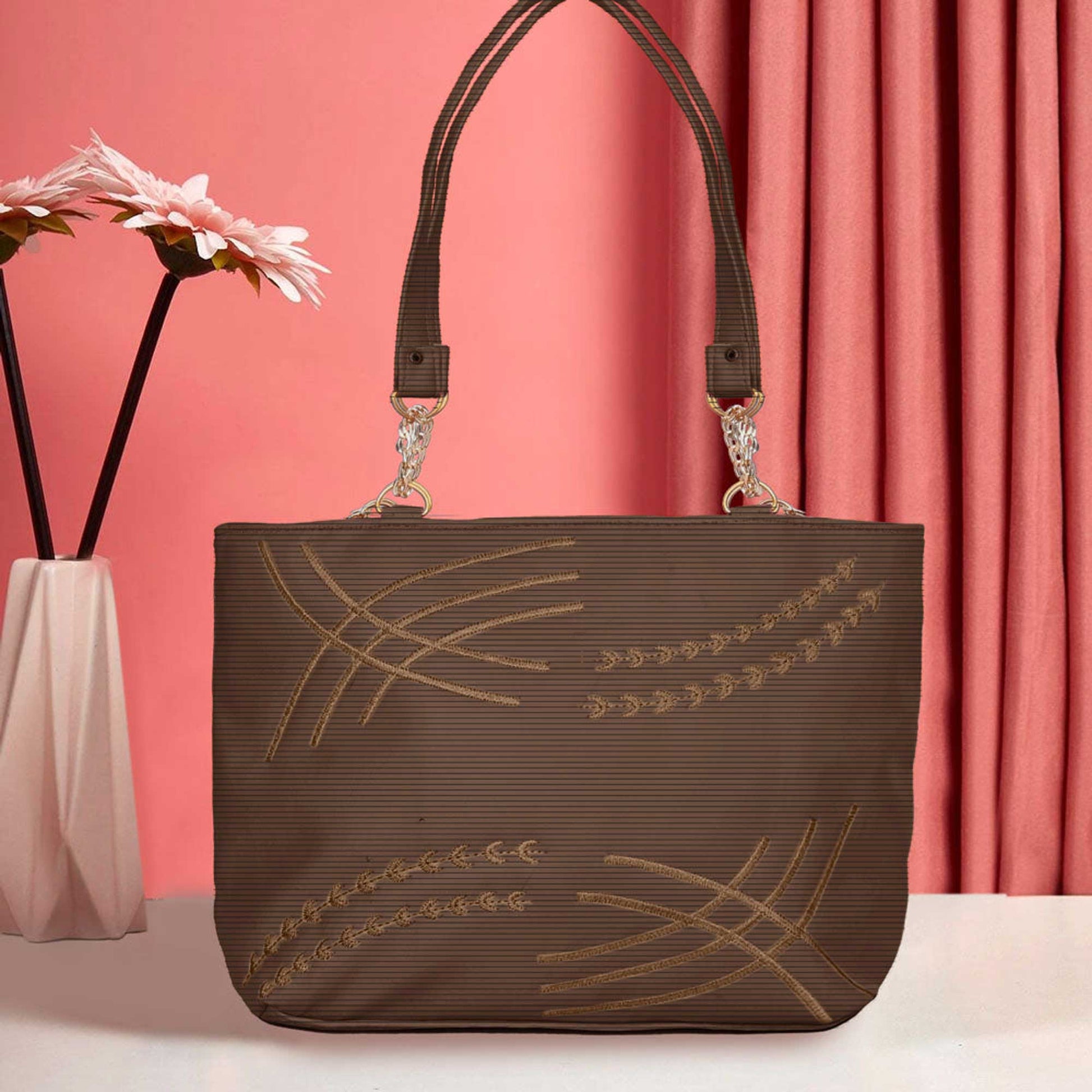 Women's Vatutine Embroidered Design Leather Shoulder/Hand Bag bag SNAN Traders Chocolate 