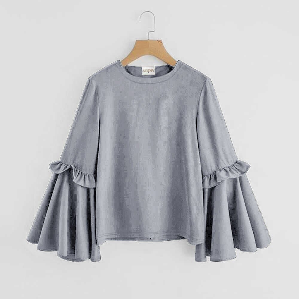 Safina Women's Frill Bell Sleeves Minor Fault Thermal Sweatshirt Women's Sweat Shirt Safina Grey XS 