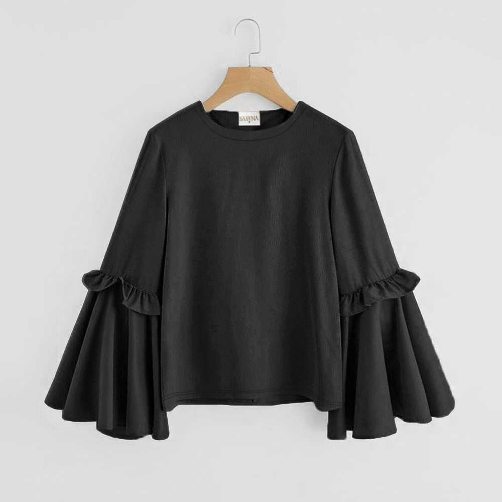 Safina Women's Frill Bell Sleeves Minor Fault Thermal Sweatshirt Women's Sweat Shirt Safina Dark Grey XS 