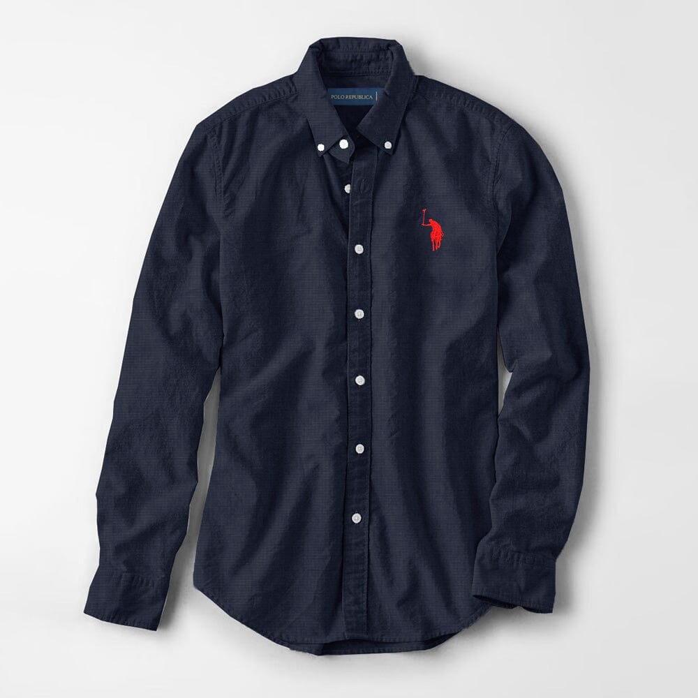 Polo Republica Men's Premium Pony Embroidered Plain Casual Shirt III Men's Casual Shirt Polo Republica Navy Blue S 