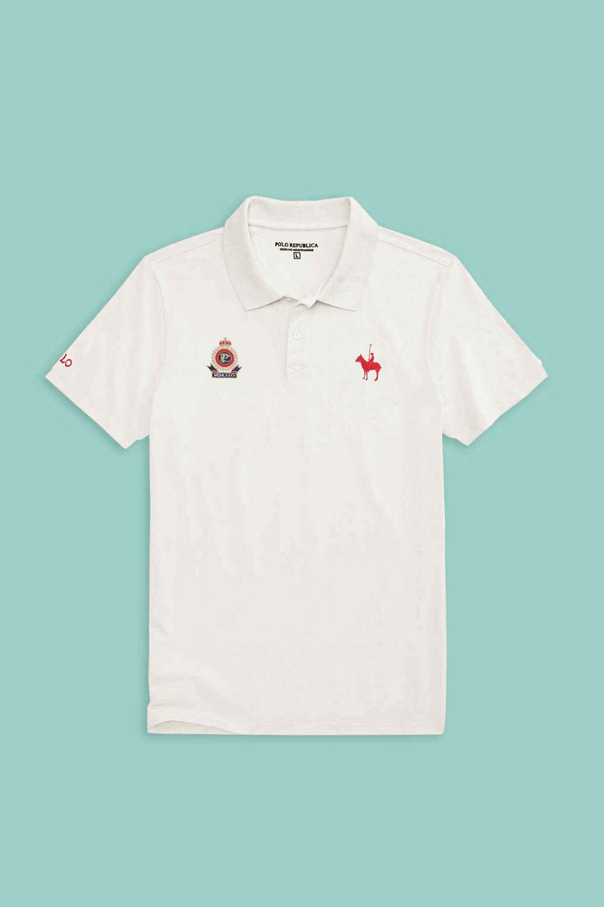 Polo Republica Men's Polo Rider & Crest Embroidered Short Sleeve Polo Shirt Men's Polo Shirt Polo Republica 