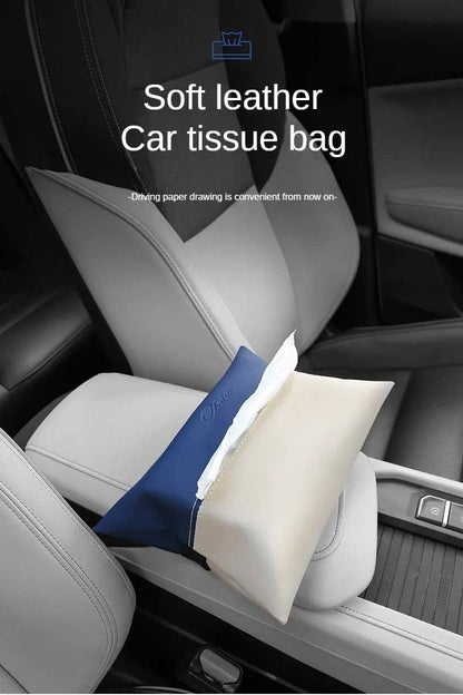PU Leather Back Seat Hanging Car Tissue Box
