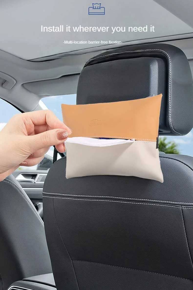 PU Leather Back Seat Hanging Car Tissue Box