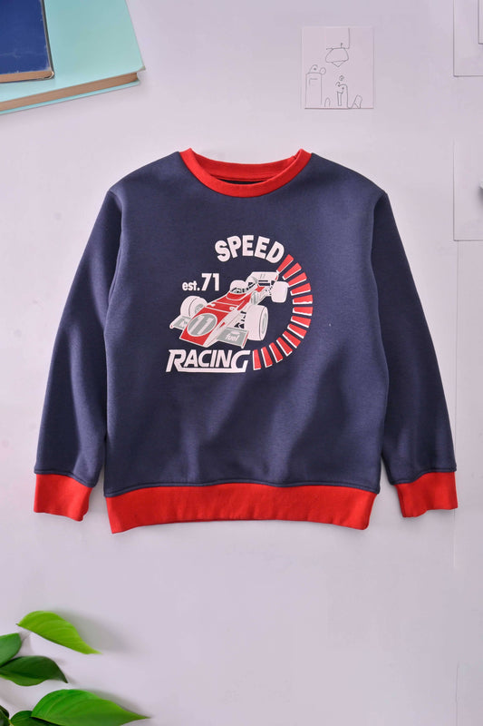 Archer & Finch Boy's Speed Racing Printed Fleece Sweat Shirt Boy's Sweat Shirt LFS 