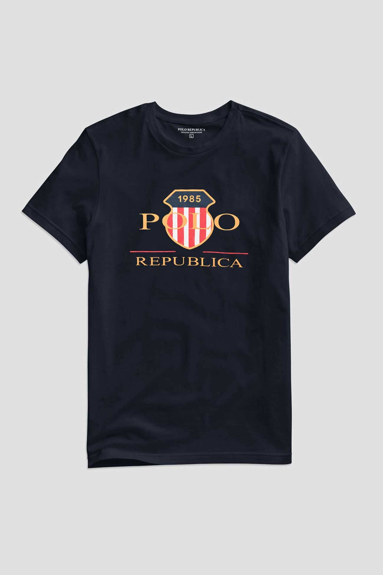 Polo Republica Men's PR Badge 1985 Printed Crew Neck Tee Shirt