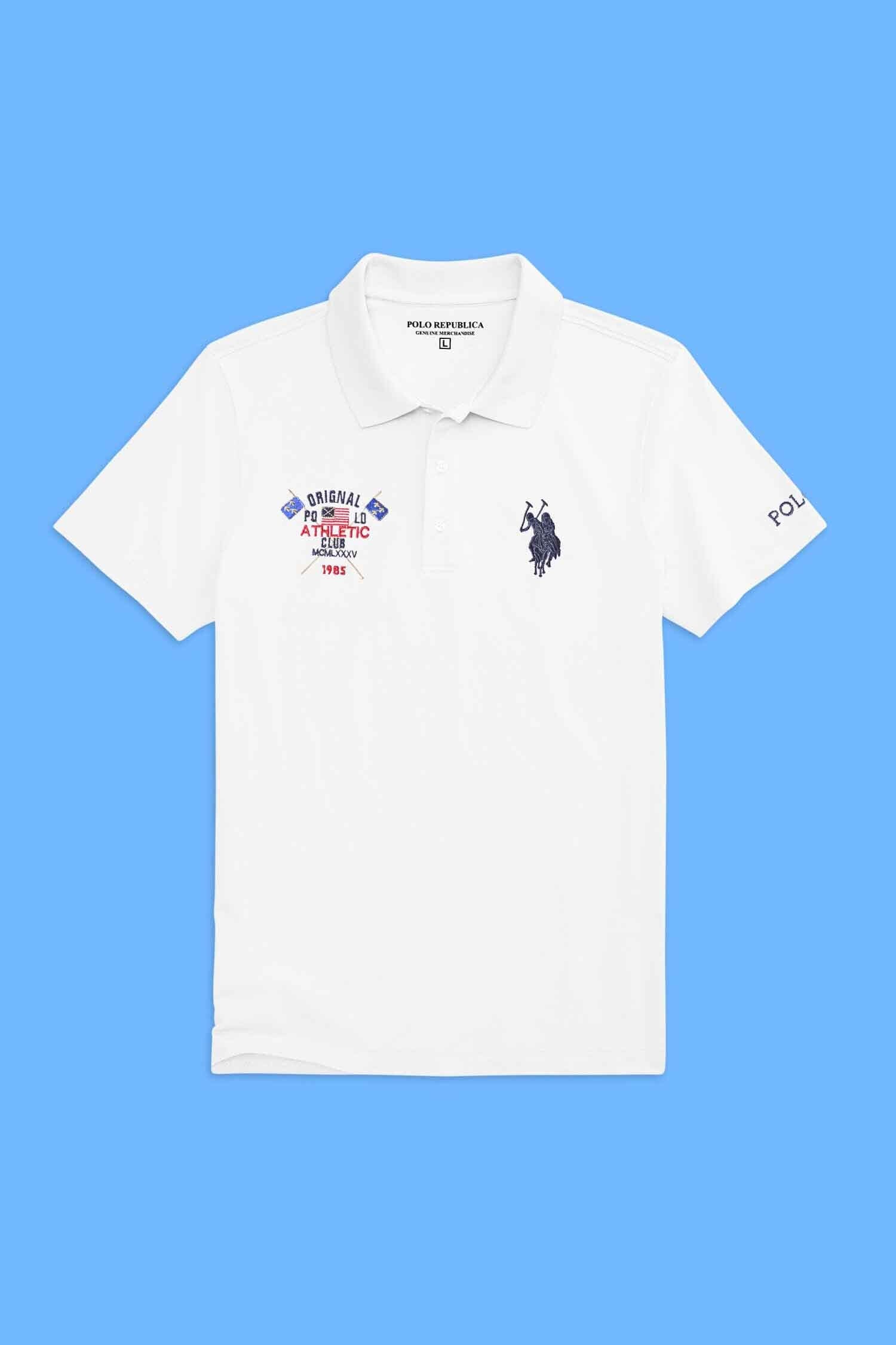Polo Republica Men's Twin Pony & Flag Embroidered Short Sleeve Polo Shirt Men's Polo Shirt Polo Republica 