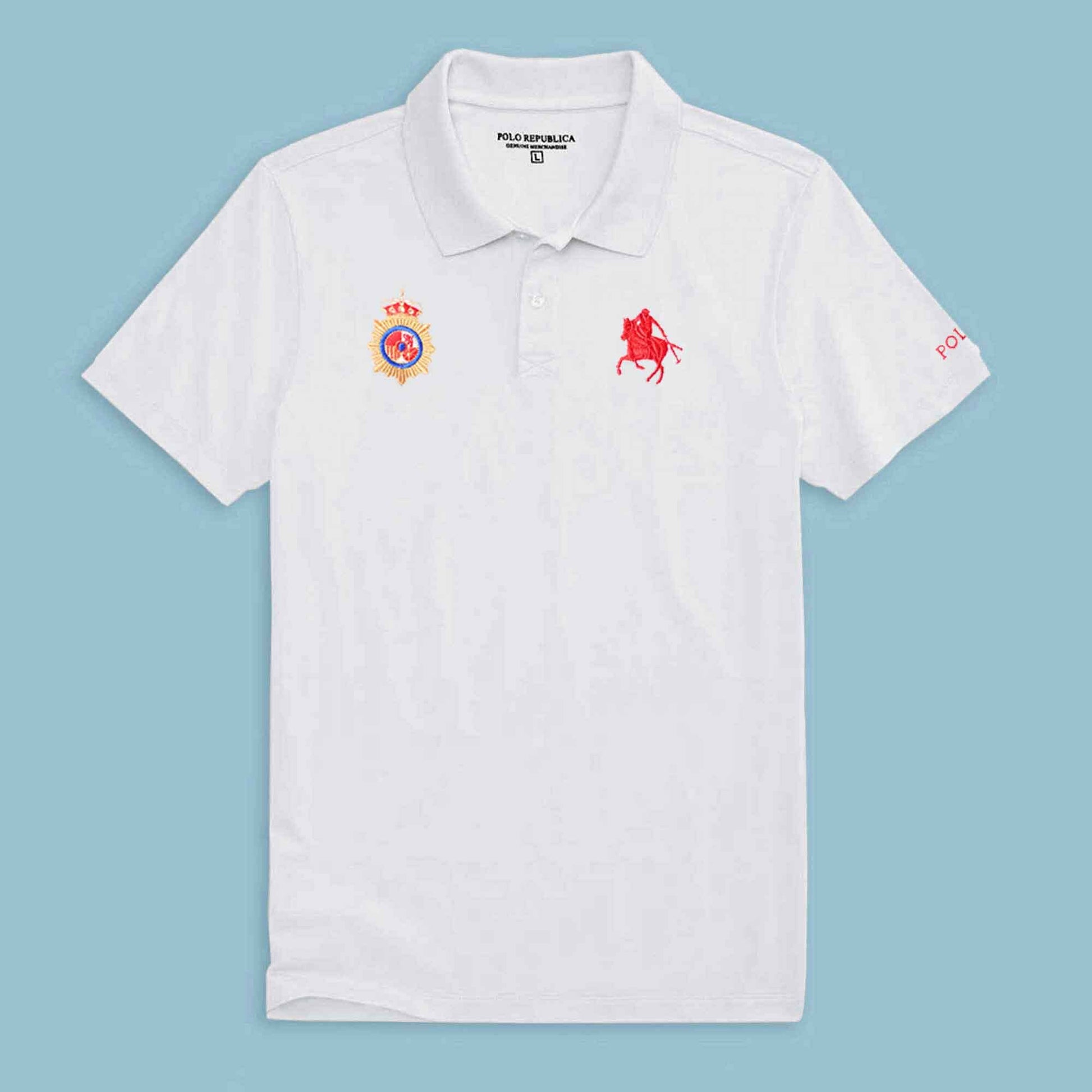 Polo Republica Men's Horse Rider & Crown Crest Embroidered Short Sleeve Polo Shirt
