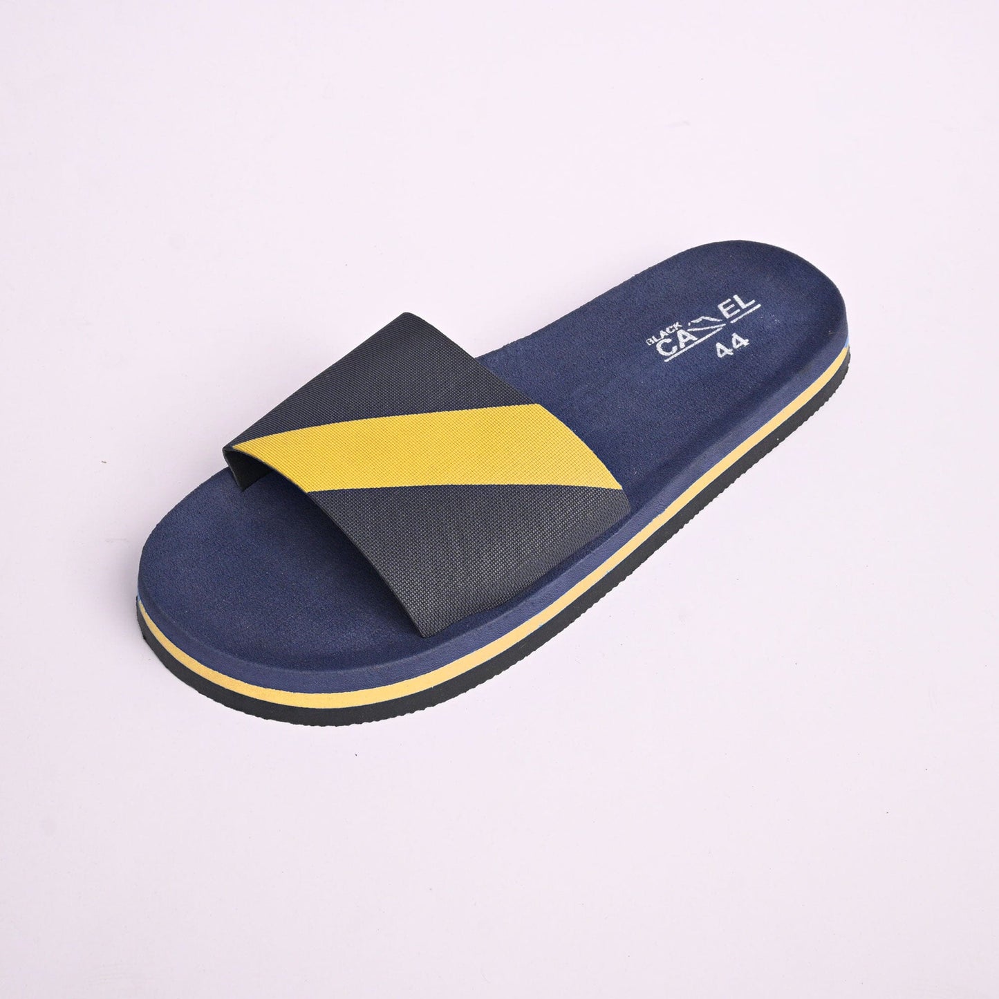 Black Camel Men's Truiden Striped Design Soft Slides Men's Shoes Hamza Traders Navy & Yellow EUR 39 