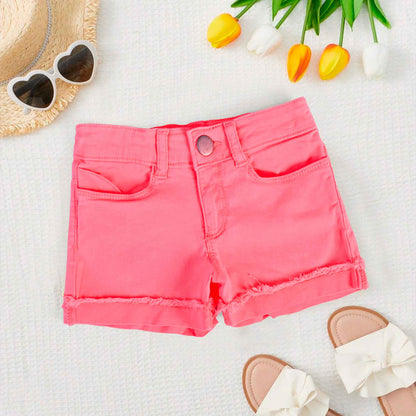 TAO Girl's Denim Shorts Girl's Shorts Minhas Garments Shocking Pink 2 Years 
