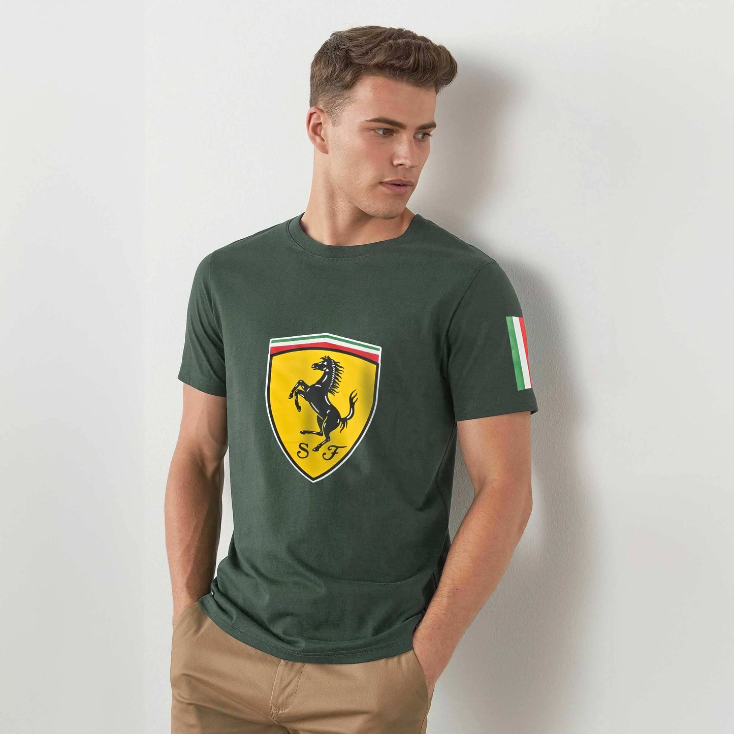 Polo Republica Men's PakWheels Ferrari Printed Crew Neck Tee Shirt