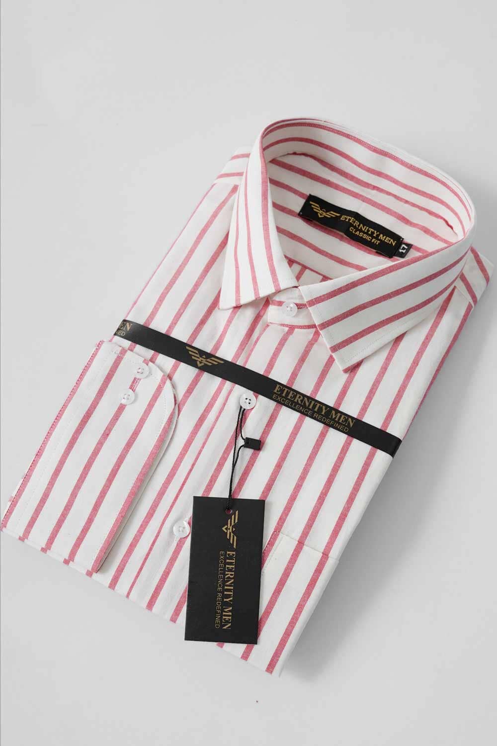 Eternity Men's Classic Fit Striped Formal Shirt