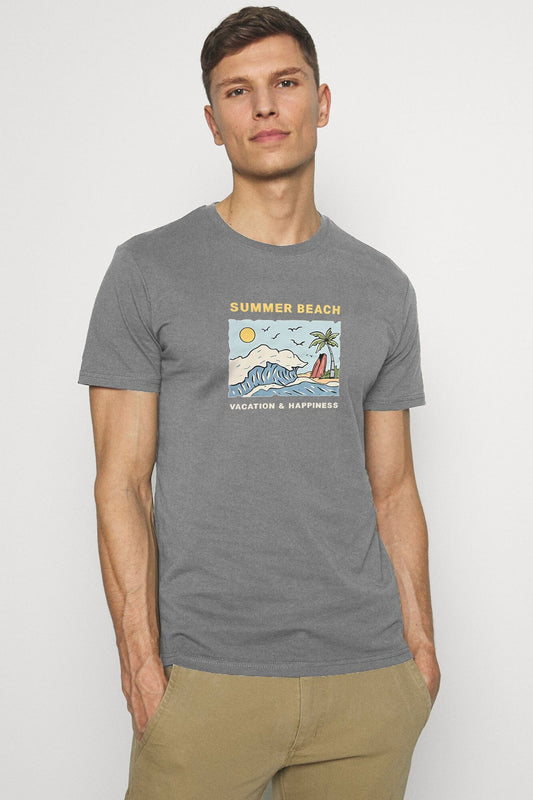 Polo Republica Men's Summer Beach Printed Crew Neck Tee Shirt Men's Tee Shirt Polo Republica Grey S 