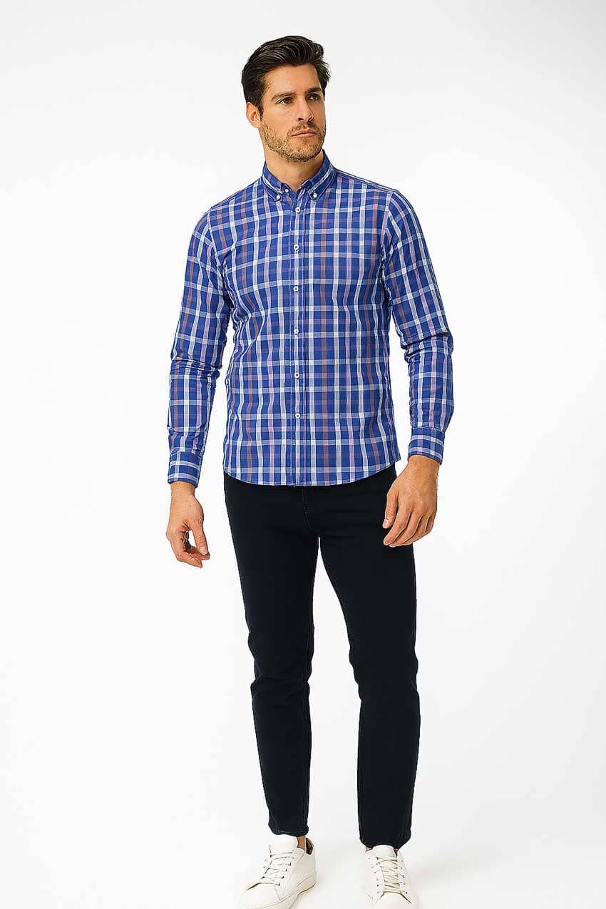 Eternity Men's Slim Fit Checkered Casual Shirt
