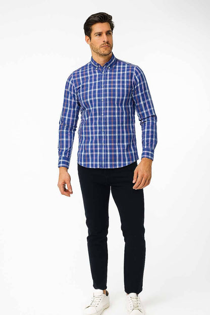 Eternity Men's Slim Fit Checkered Casual Shirt