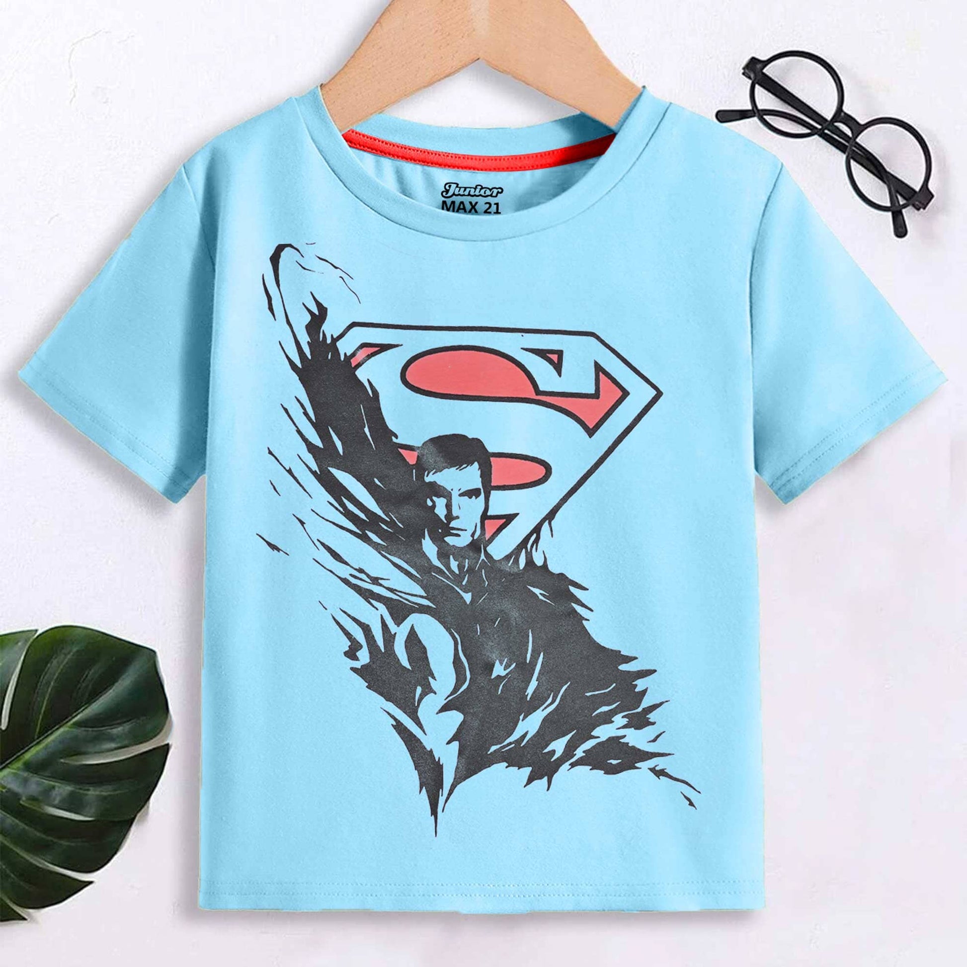 Junior Max 21 Kid's Superman Printed Tee Shirt Boy's Tee Shirt SZK Sky 3-6 Months 