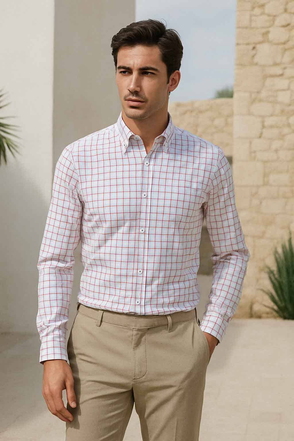 Eternity Men's Slim Fit Graph Check Casual Shirt