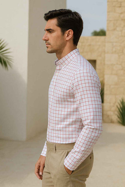 Eternity Men's Slim Fit Graph Check Casual Shirt