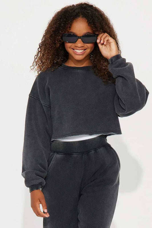 NK Girl's Crop Top Terry Sweatshirt