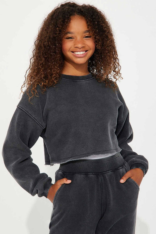 NK Girl's Crop Top Fleece Sweatshirt