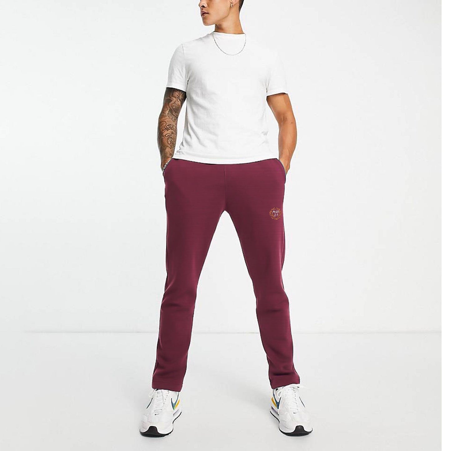 MAX 21 Men's Logo Embroidered Loungewear Trousers Men's Trousers SZK Maroon M 