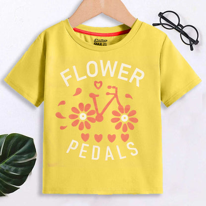 Junior Max 21 Kid's Flower Printed Tee Shirt Girl's Tee Shirt SZK Yellow 3-6 Months 