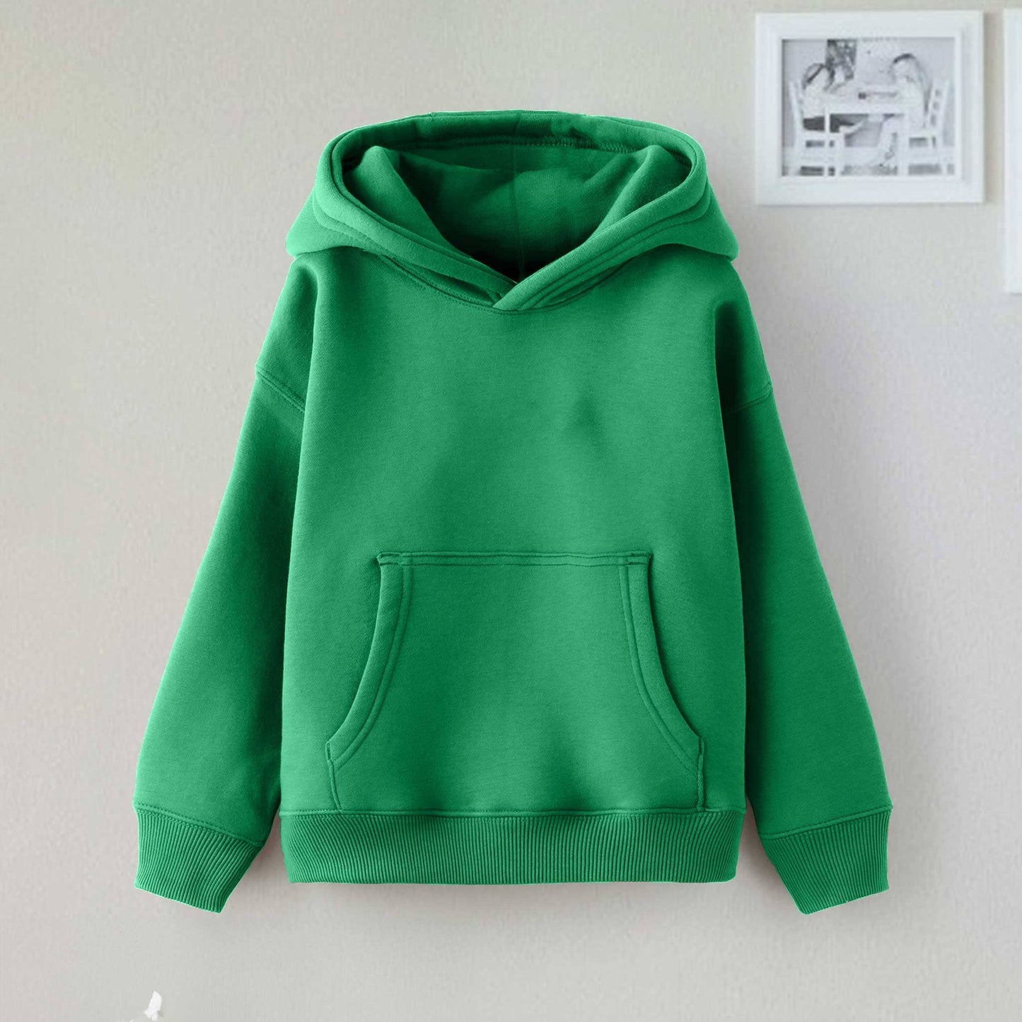 Dream Kid's Solid Design Long Sleeve Pullover Fleece Hoodie Boy's Pullover Hoodie Minhas Garments Green 2-3 Years 