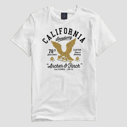 Archer & Finch Men's California Speedway Printed Tee Shirt Men's Tee Shirt LFS White S 