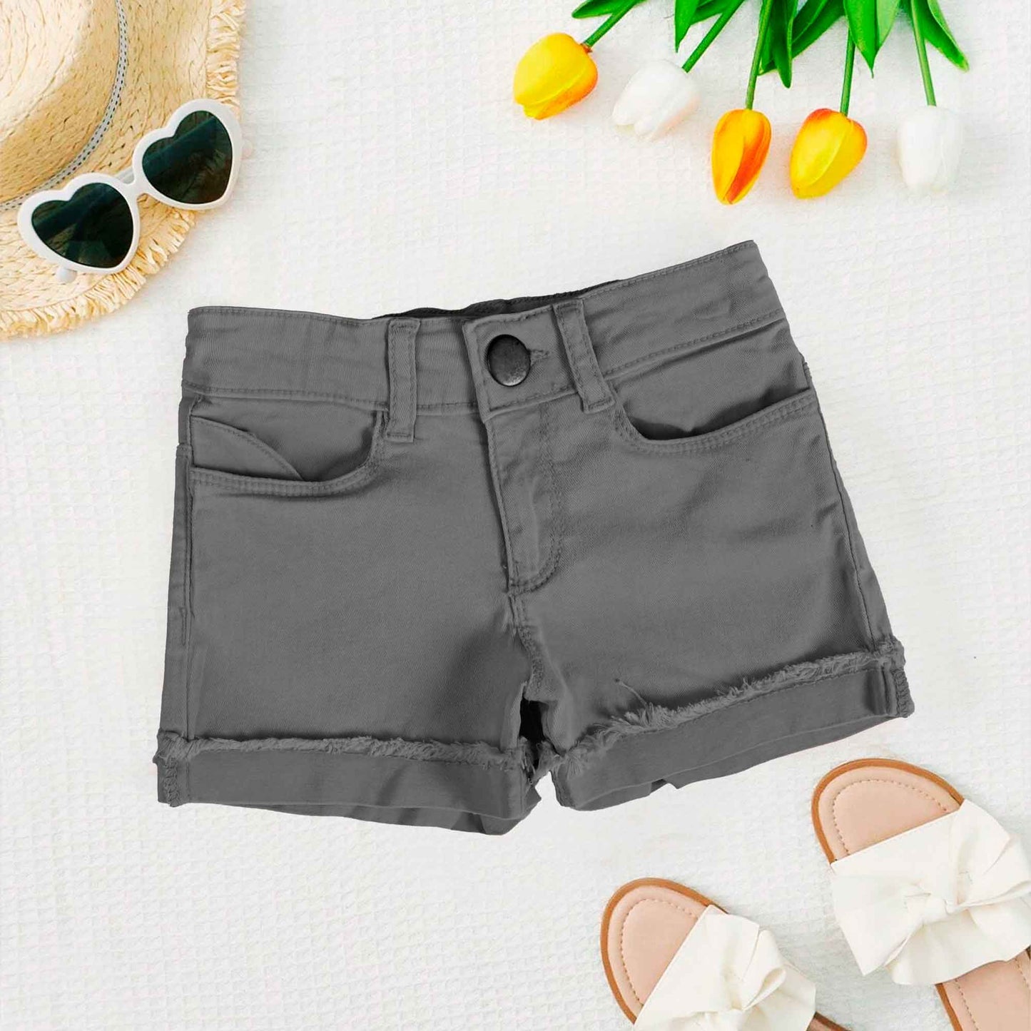 TAO Girl's Denim Shorts Girl's Shorts Minhas Garments Dark Grey 2 Years 