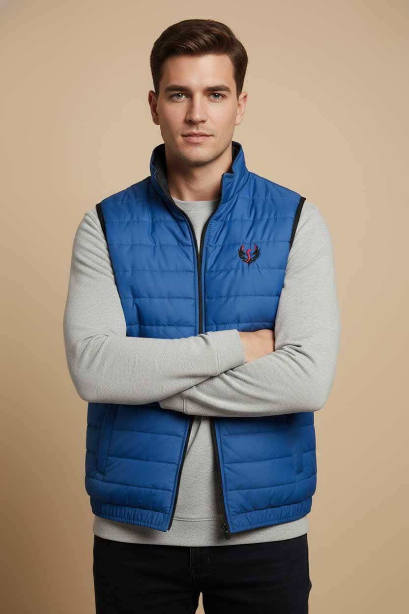 Burnt Soul Men's Phoenix Embroidered Body Warmer Puffer Gilet