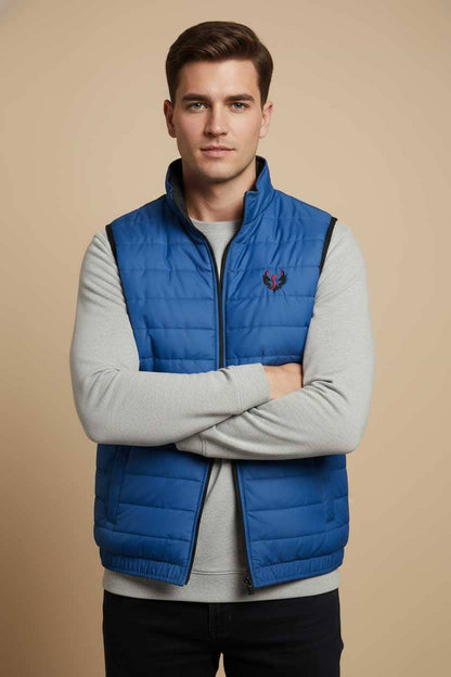 Burnt Soul Men's Phoenix Embroidered Body Warmer Puffer Gilet