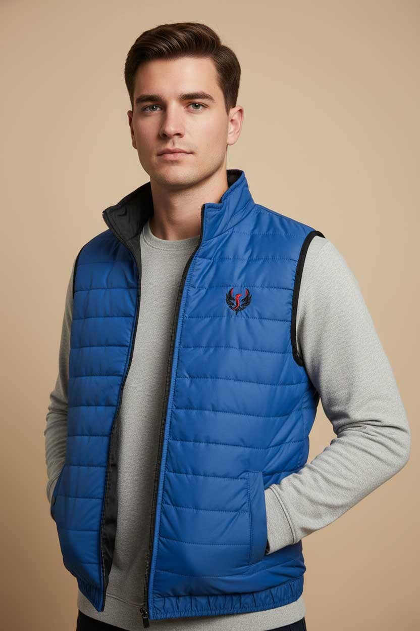 Burnt Soul Men's Phoenix Embroidered Body Warmer Puffer Gilet