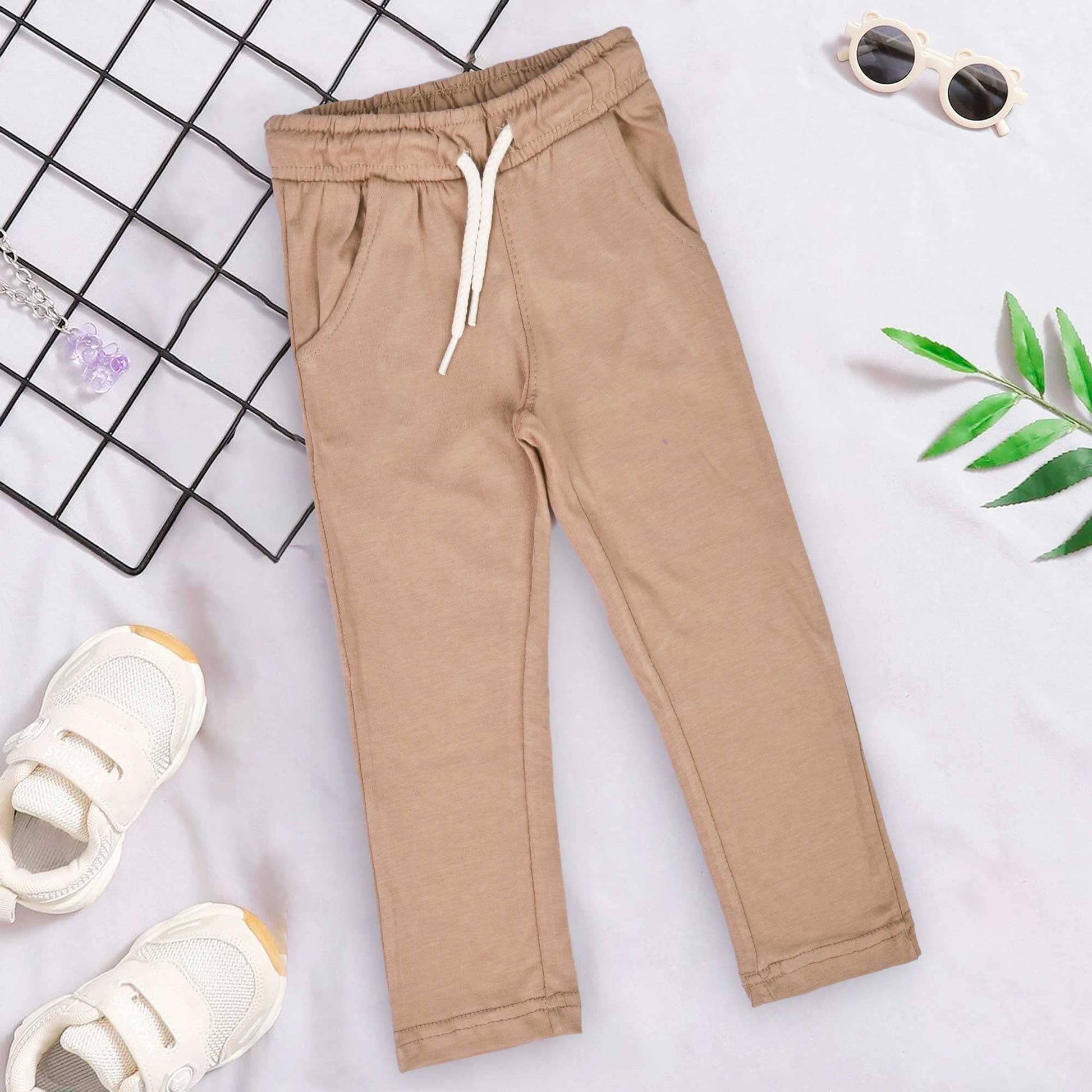 Minoti Kid's Solid Design Trousers Boy's Trousers SZK Mud 1-2 Years 