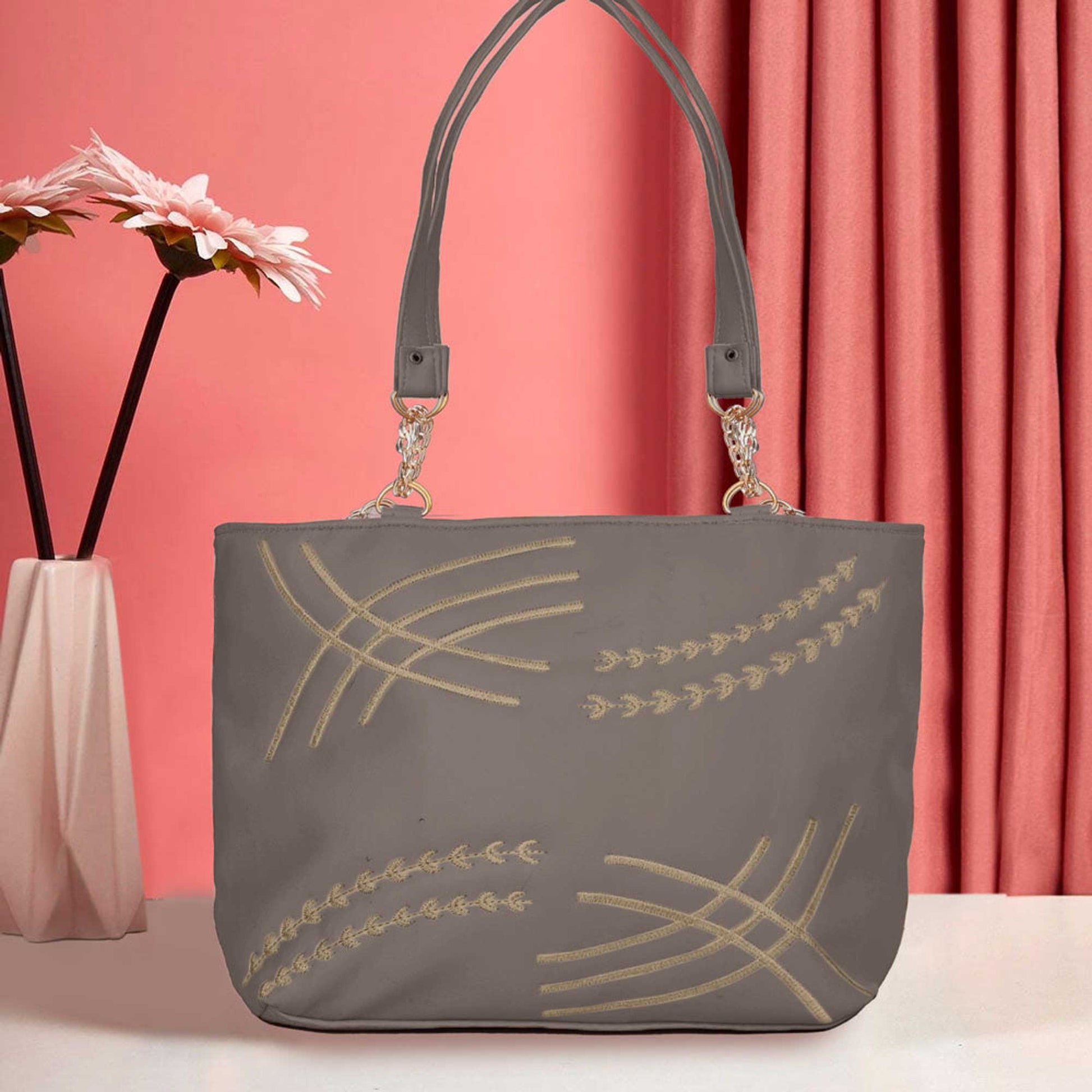 Women's Vatutine Embroidered Design Leather Shoulder/Hand Bag bag SNAN Traders Light Mud 