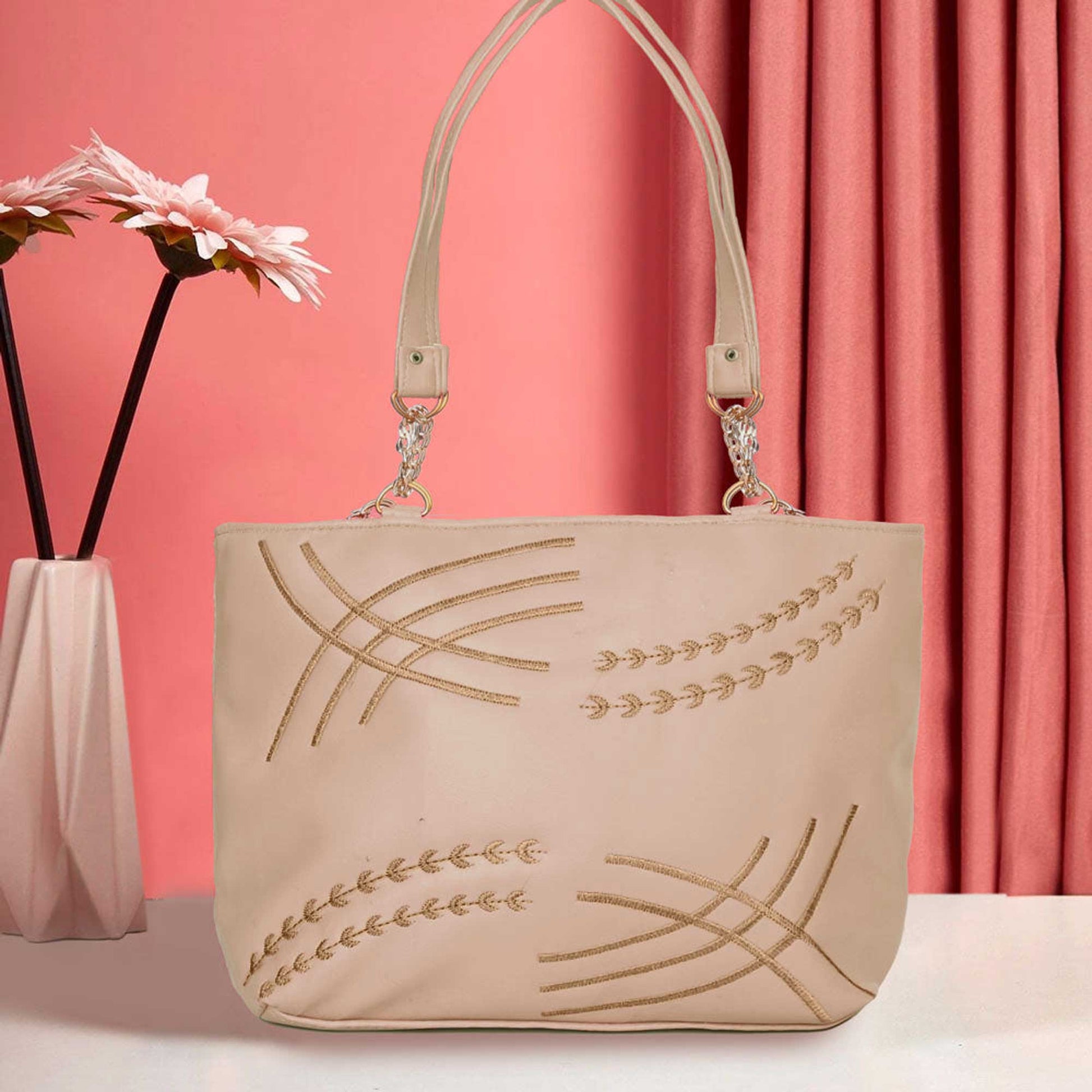 Women's Vatutine Embroidered Design Leather Shoulder/Hand Bag bag SNAN Traders Light Skin 