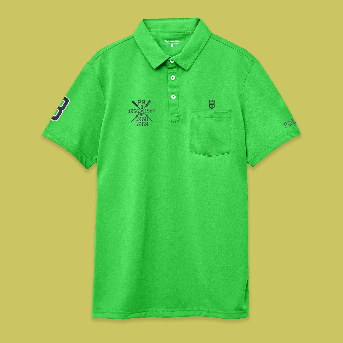 Polo Republica Men's Crown PR Polo & 8 Embroidered Pocket Polo Shirt Men's Polo Shirt Polo Republica 
