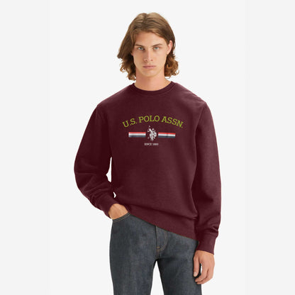 USPA Men's Logo Printed Fleece Sweat Shirt Men's Sweat Shirt Fiza Burgundy XS 