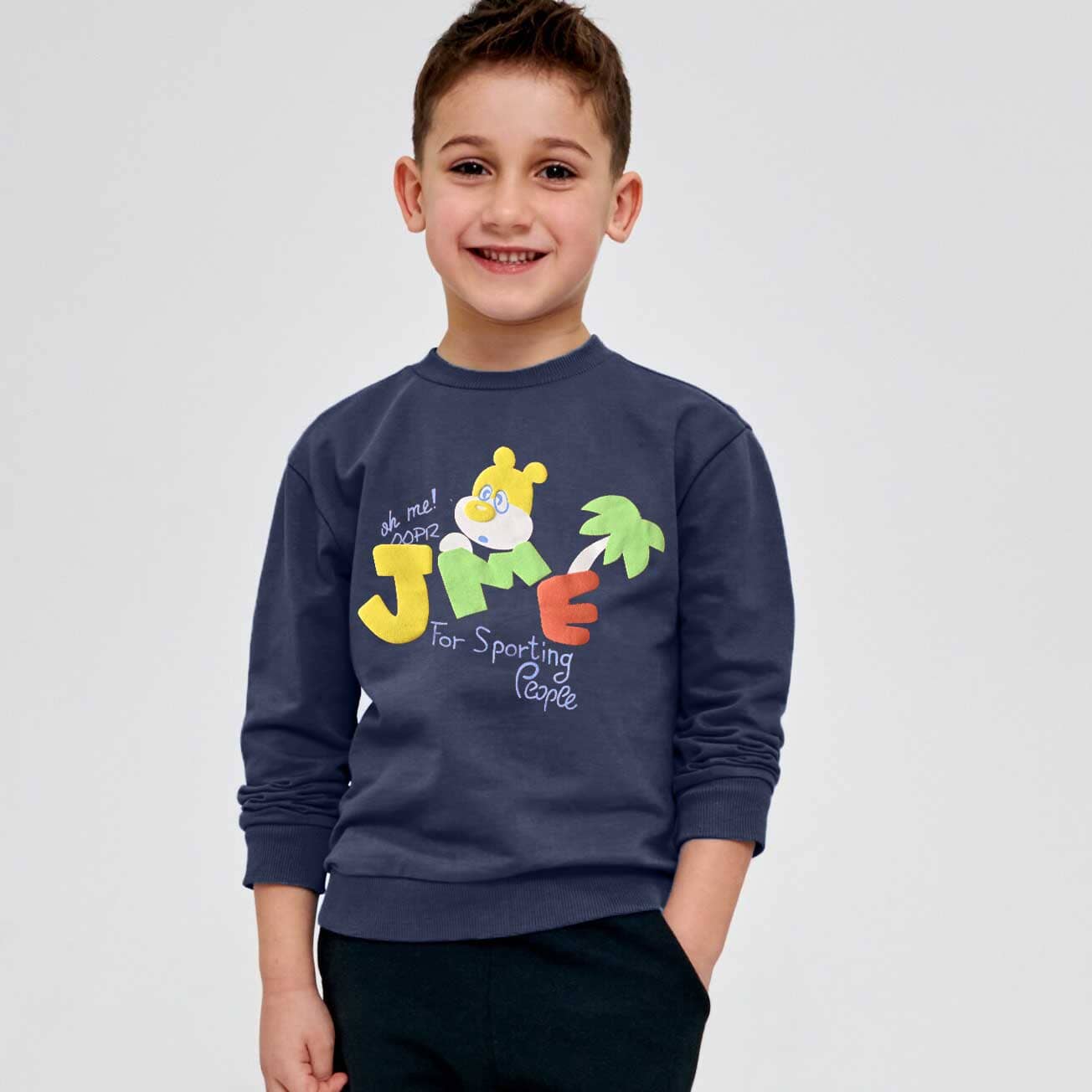 Minoti Kid's JME Printed Fleece Sweat Shirt Kid's Sweat Shirt ZBC Navy 1-2 Years 