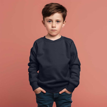 Kid's Raglan Sleeves Fleece Sweat Shirt Boy's Sweat Shirt Minhas Garments Navy 5-6 Years(M) 
