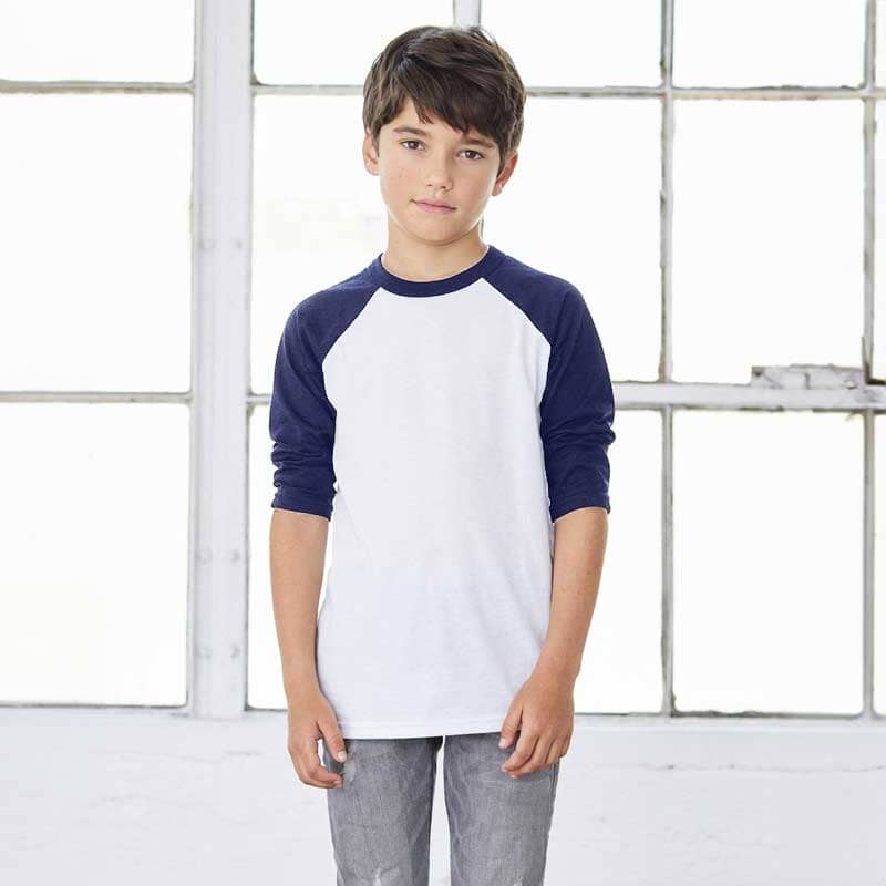 R-Youth Boy's Raglan Sleeves Tee Shirt Boy's Tee Shirt First Choice White & Navy 7-8 Years 