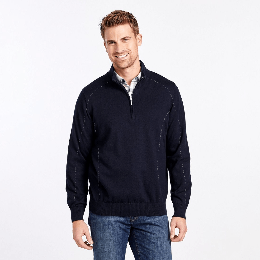 EGL Men's 1/4 Zipper Exquisite Fleece Sweatshirt Men's Sweat Shirt Image Navy XS 