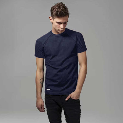 Harrods Men's Raglan Sleeve Solid Design Tee Shirt Men's Tee Shirt IBT Navy S 