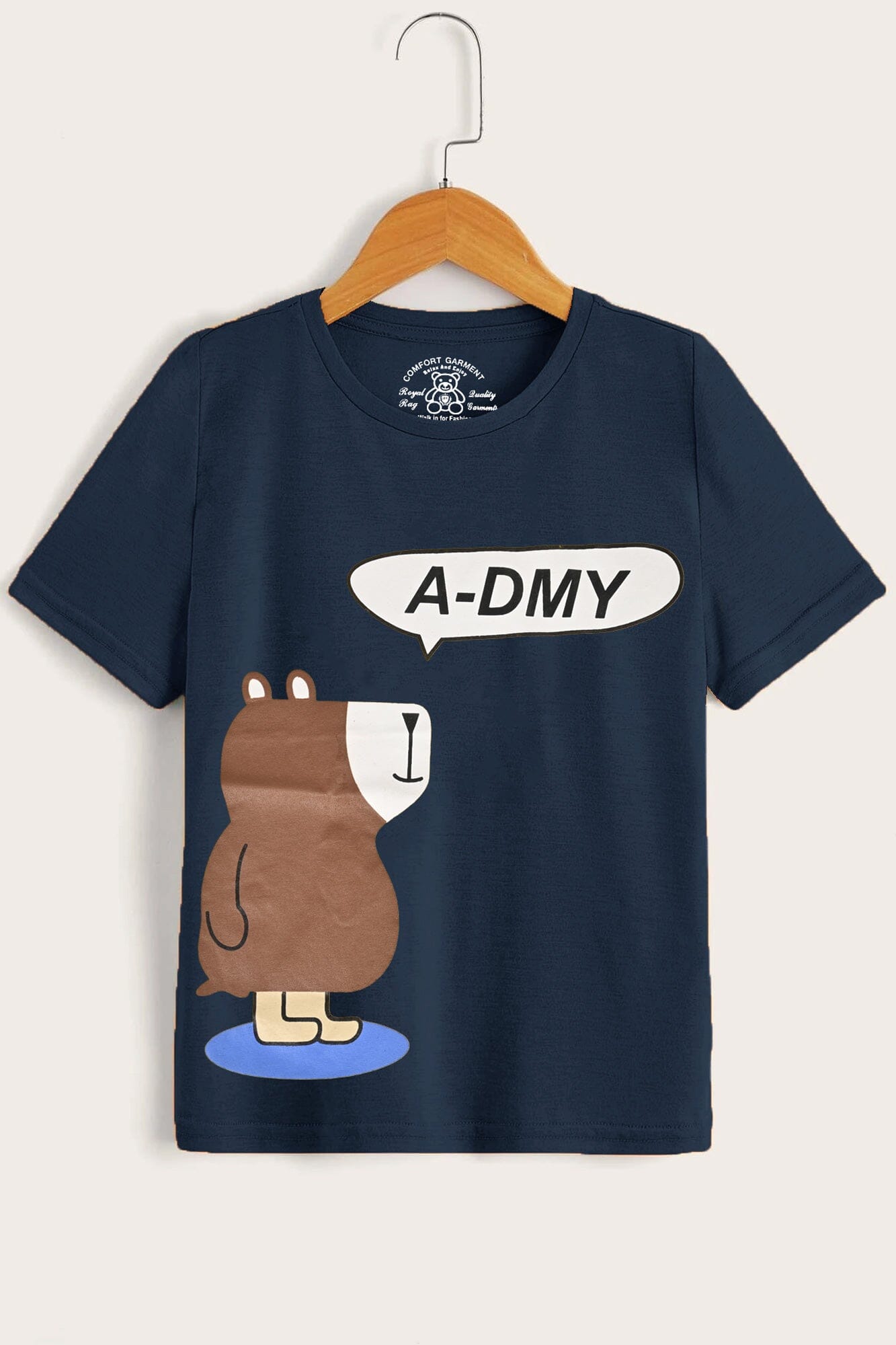 Comfort Kid's A-DMY Printed Short Sleeve Tee Shirt Boy's Tee Shirt Usman Traders Navy 2-3 Years 